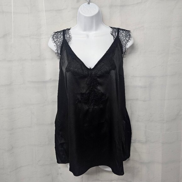 Express Tank Black Grunge Indie Y2K Goth Whimsigoth Dark Fairy Satin Lace L - Picture 12 of 13